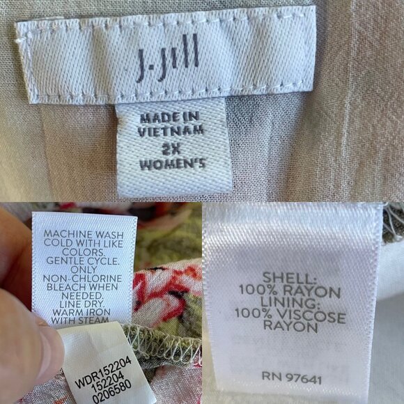 J. Jill Ivory Pebble Hydrangea Floral Printed Belted Waist Rayon Midi Dress 2X - Picture 4 of 10